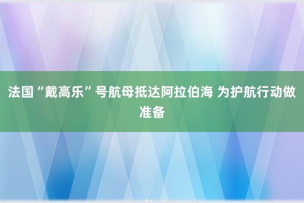 法国“戴高乐”号航母抵达阿拉伯海 为护航行动做准备
