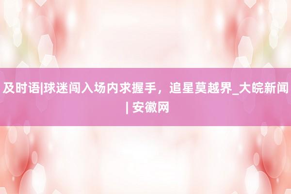 及时语|球迷闯入场内求握手，追星莫越界_大皖新闻 | 安徽网